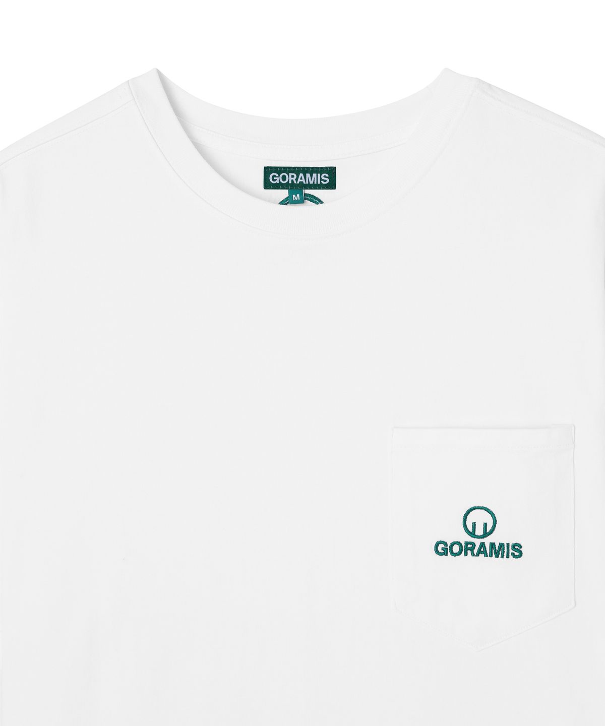 고라미스(GORAMIS) 포켓 로고 자수 반팔 티셔츠 [WHITE]