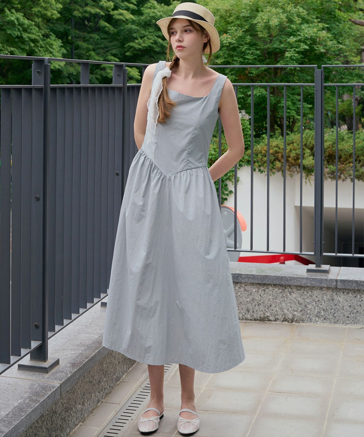슬로우롤리(SLOWLOLLI) [스크런치 set] Belle sleeveless dress_2 Colors