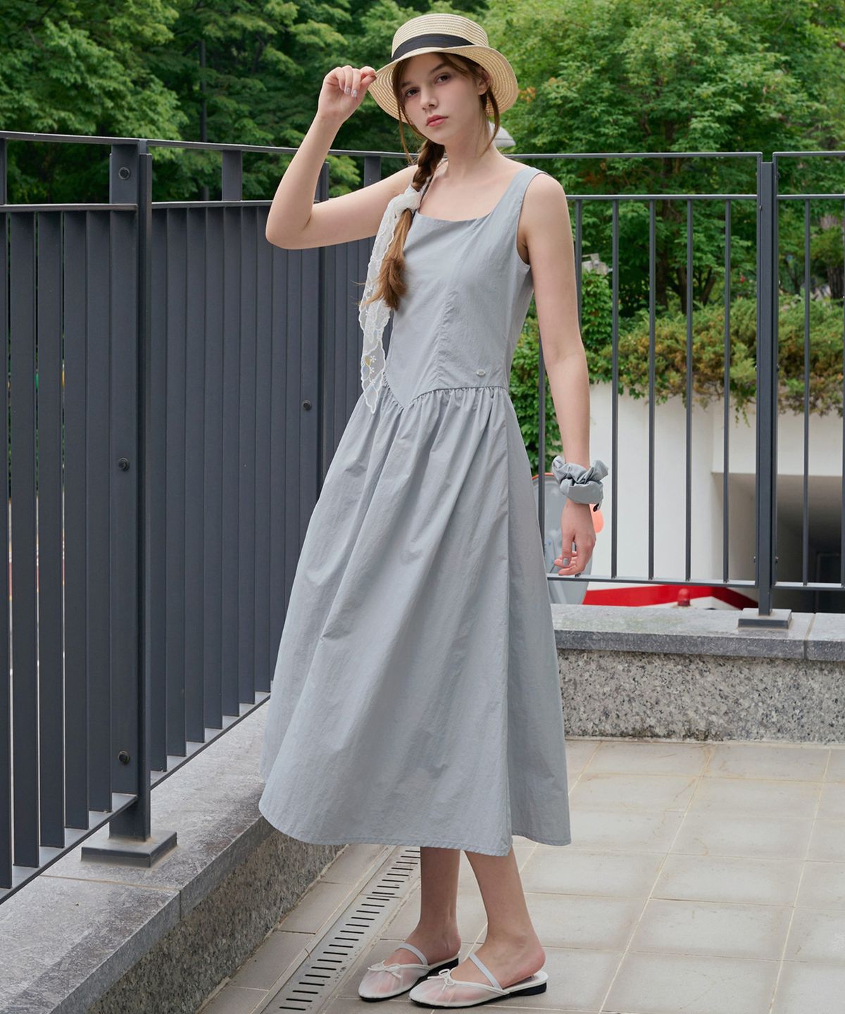 슬로우롤리(SLOWLOLLI) [스크런치 set] Belle sleeveless dress_2 Colors