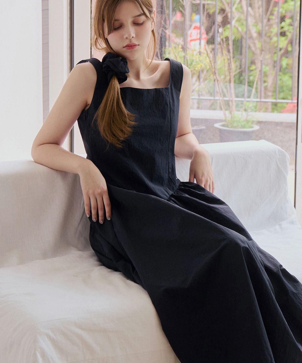 슬로우롤리(SLOWLOLLI) [스크런치 set] Belle sleeveless dress_2 Colors