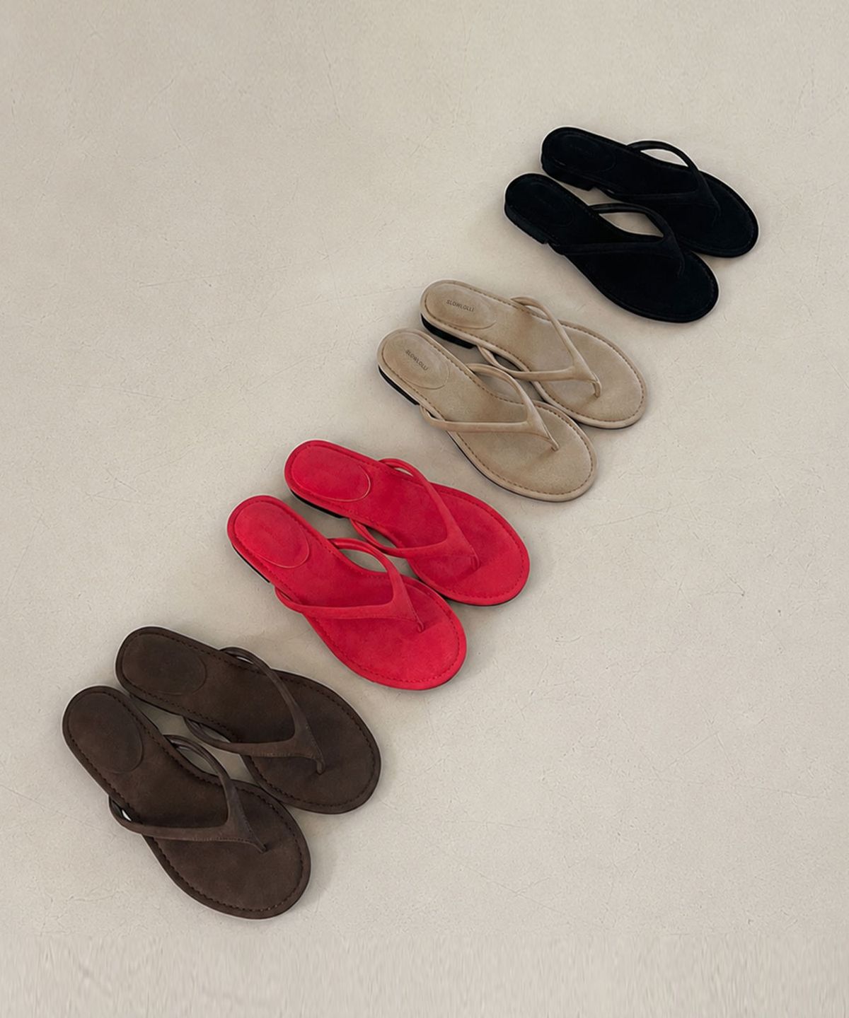 슬로우롤리(SLOWLOLLI) Lome suede flip sandal_4 Colors