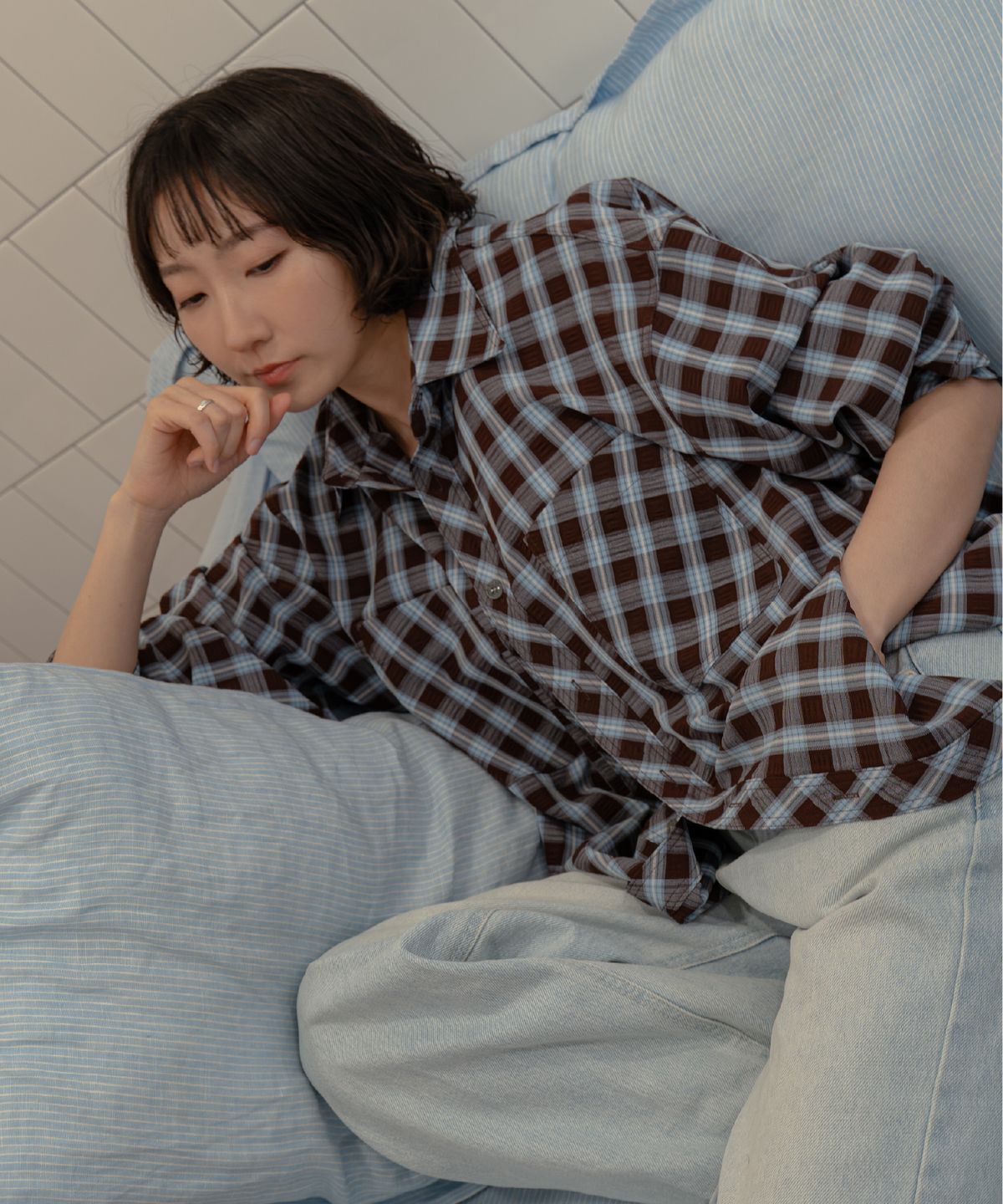 른넷(LEUNNET) 보아즈 체크 셔츠(Boaz Check Shirt) / Brown Blue