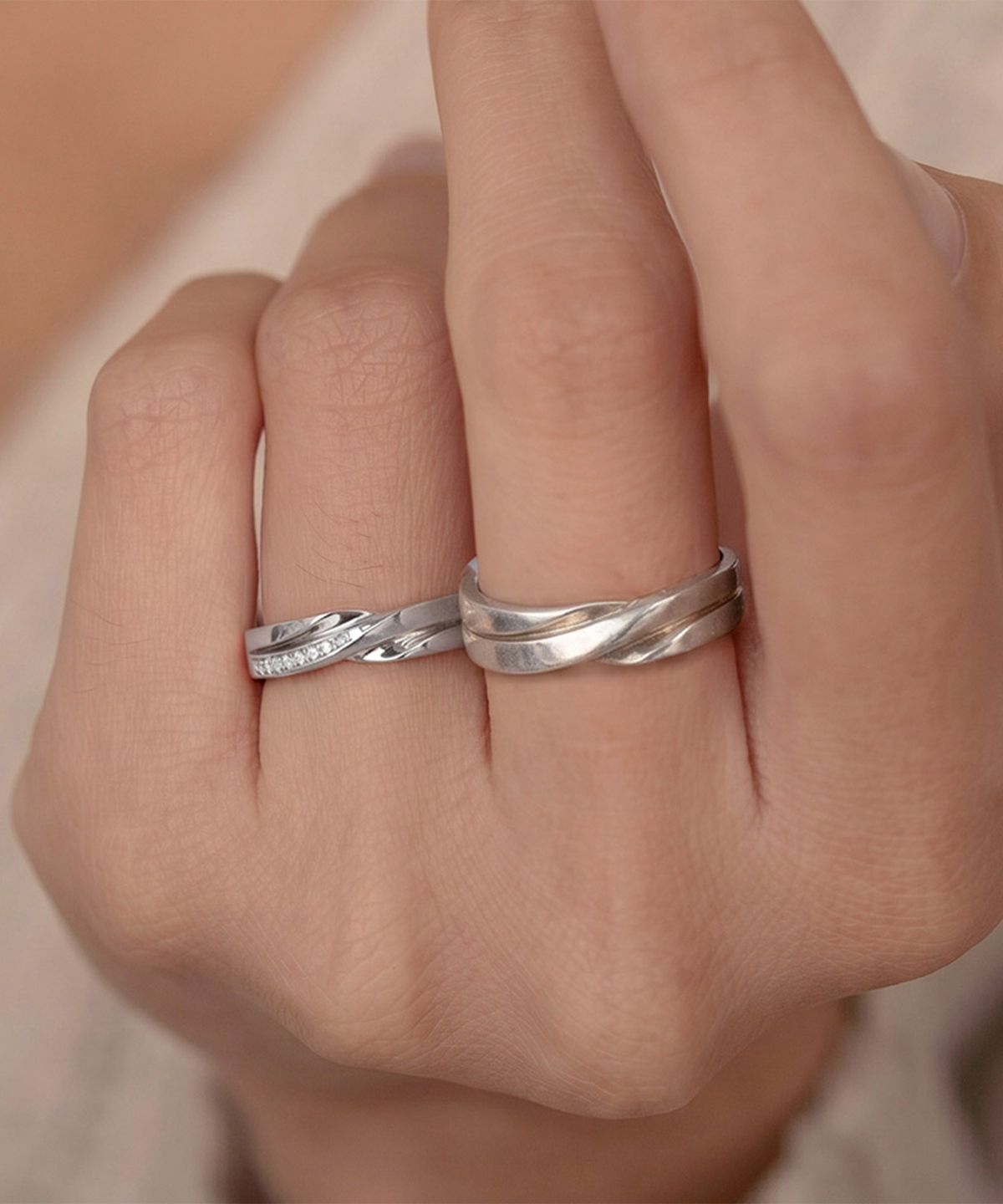 엘렌쥬얼리(HELENE JEWELRY) 실버 Silver 925 체리쉬 커플 링 은 반지