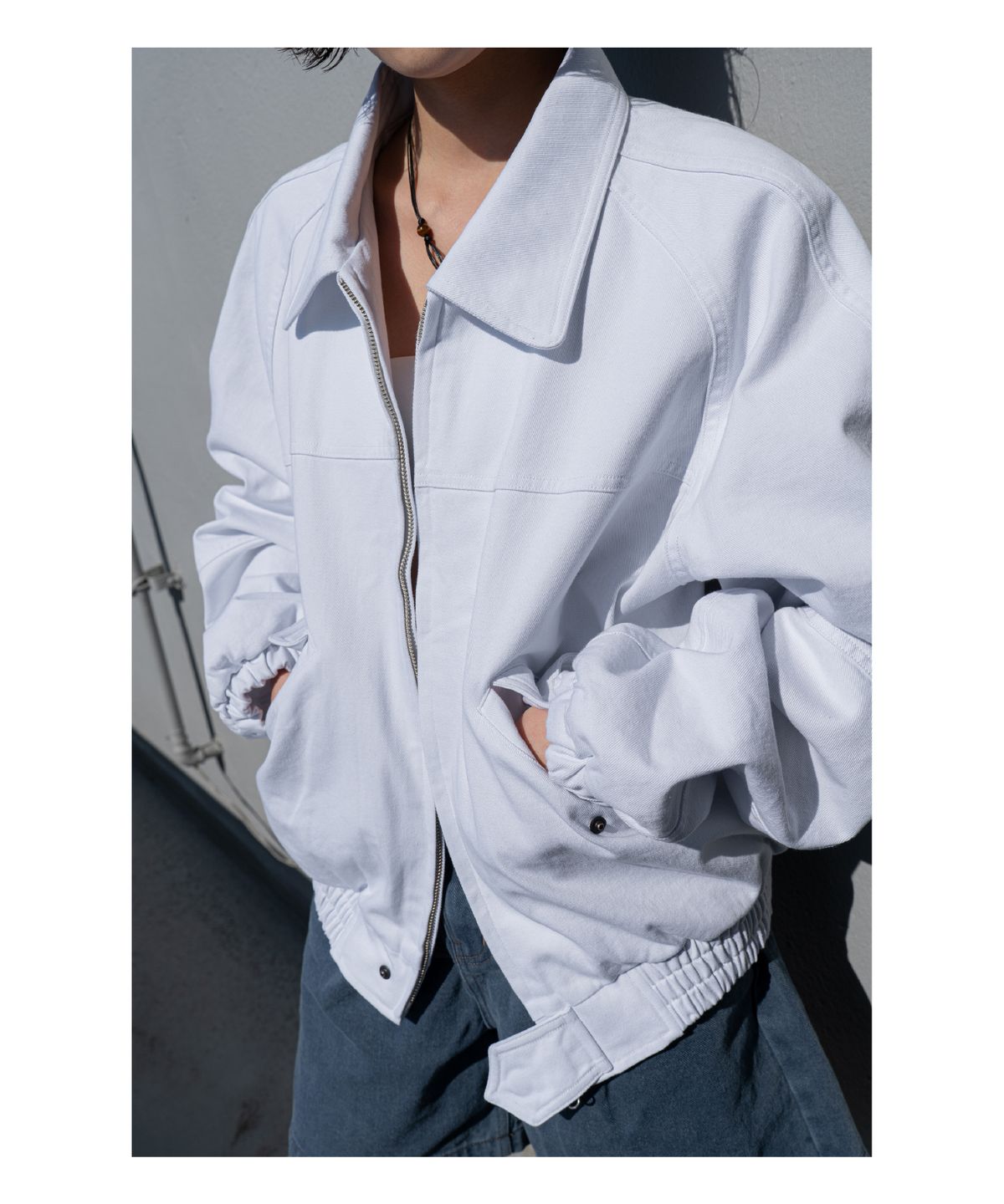 른넷(LEUNNET) 아스팔트 포엠 데님 자켓(Asphalt Poem Denim Jacket) / Pure White