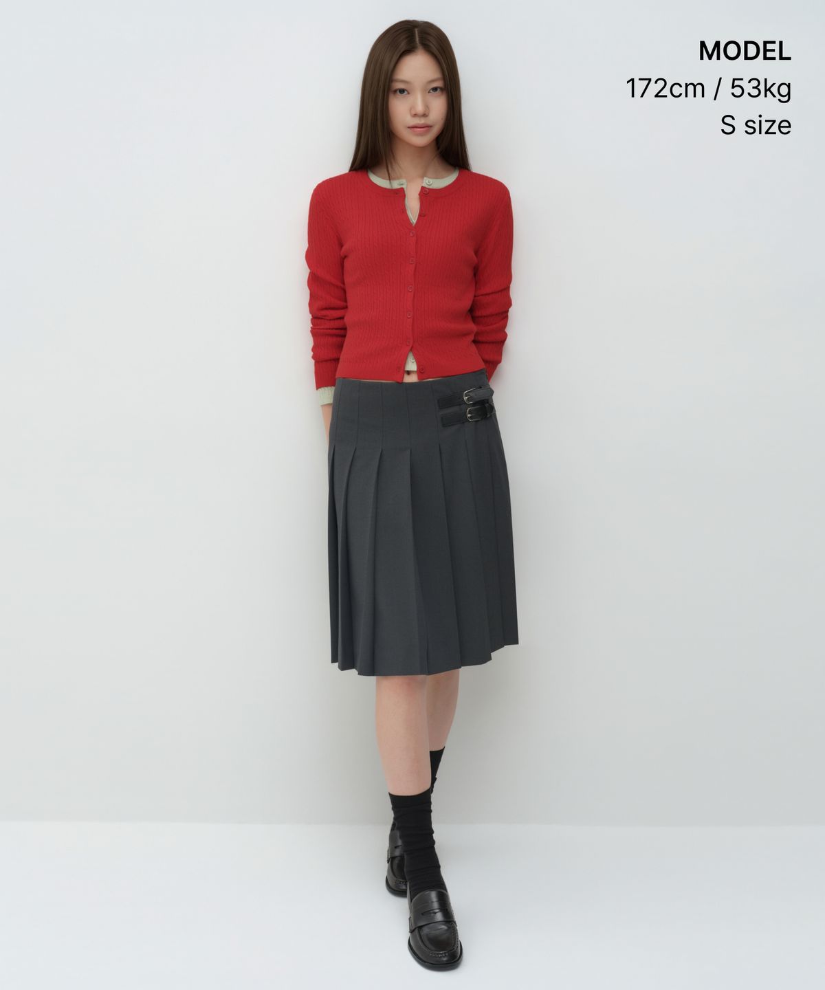 무신사 스탠다드 우먼(MUSINSA STANDARD WOMAN) 우먼즈 케이블 라운드 넥 가디건 [레드]