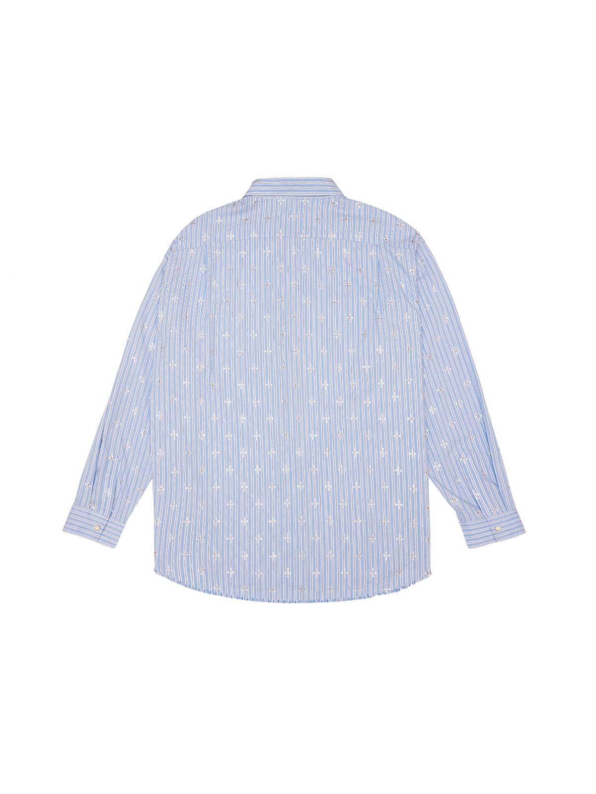 와이이이엘(YEEL) RHINESTONE STRIPED OVERSHIRT BLUE