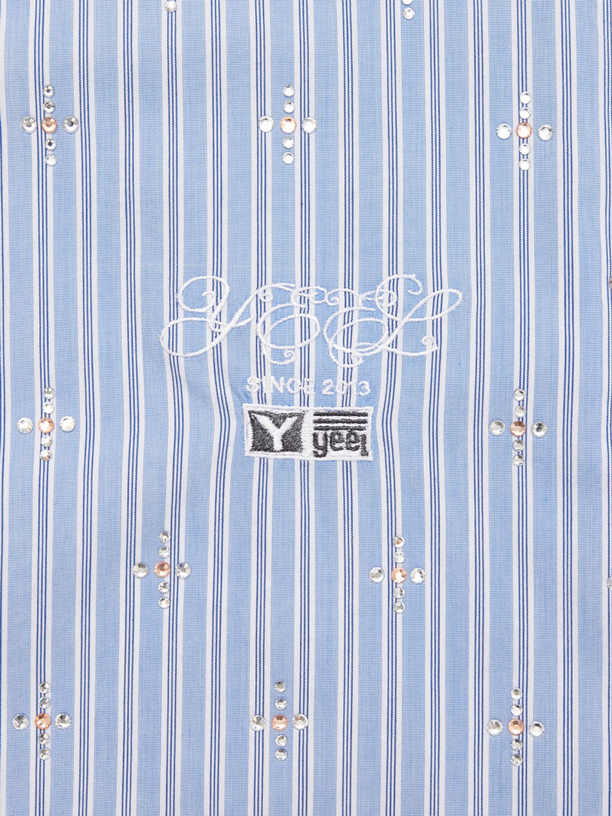 와이이이엘(YEEL) RHINESTONE STRIPED OVERSHIRT BLUE