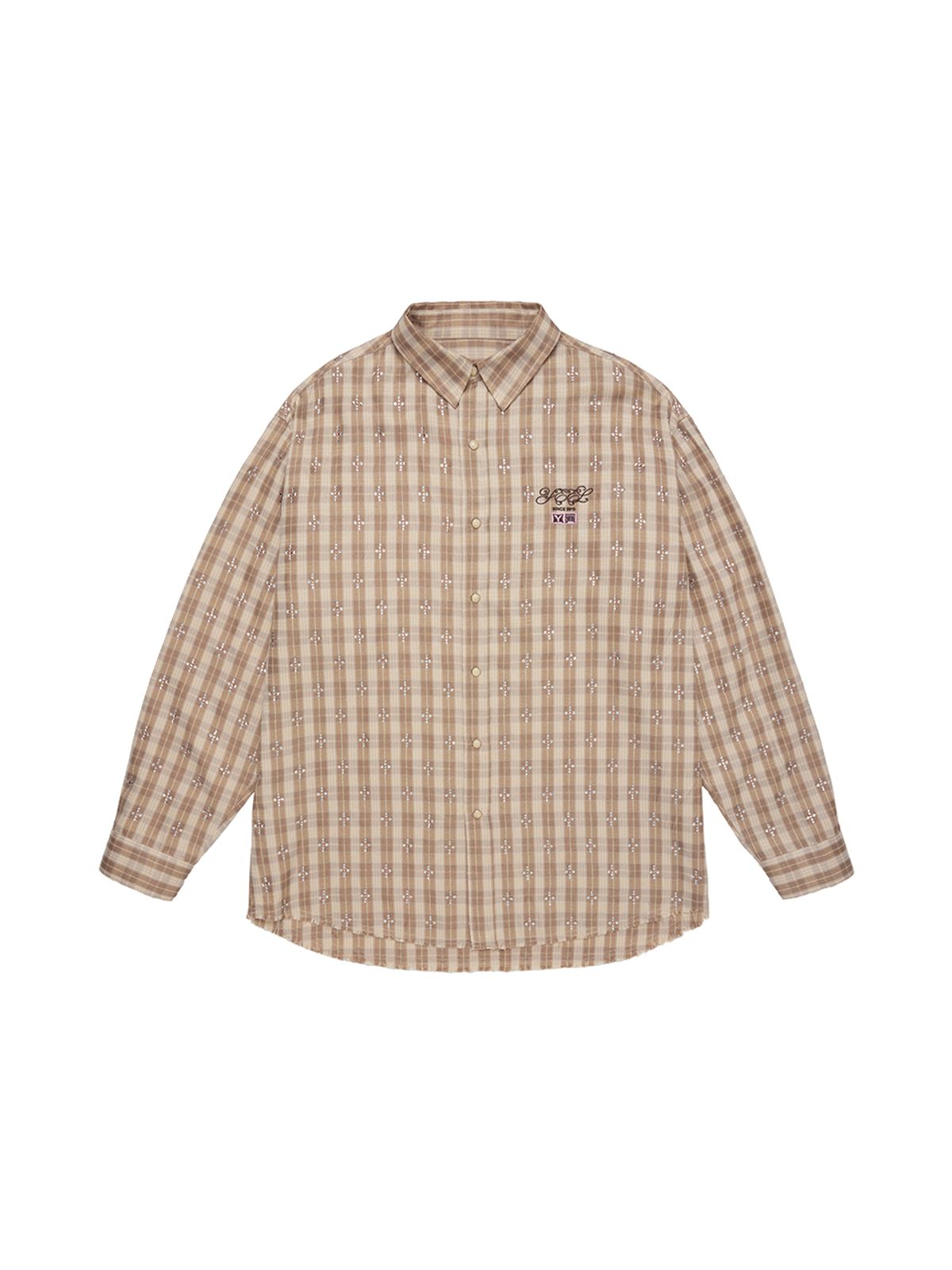 와이이이엘(YEEL) RHINESTONE PLAID OVERSHIRT BEIGE