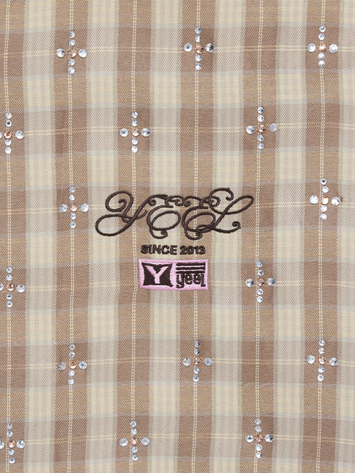 와이이이엘(YEEL) RHINESTONE PLAID OVERSHIRT BEIGE