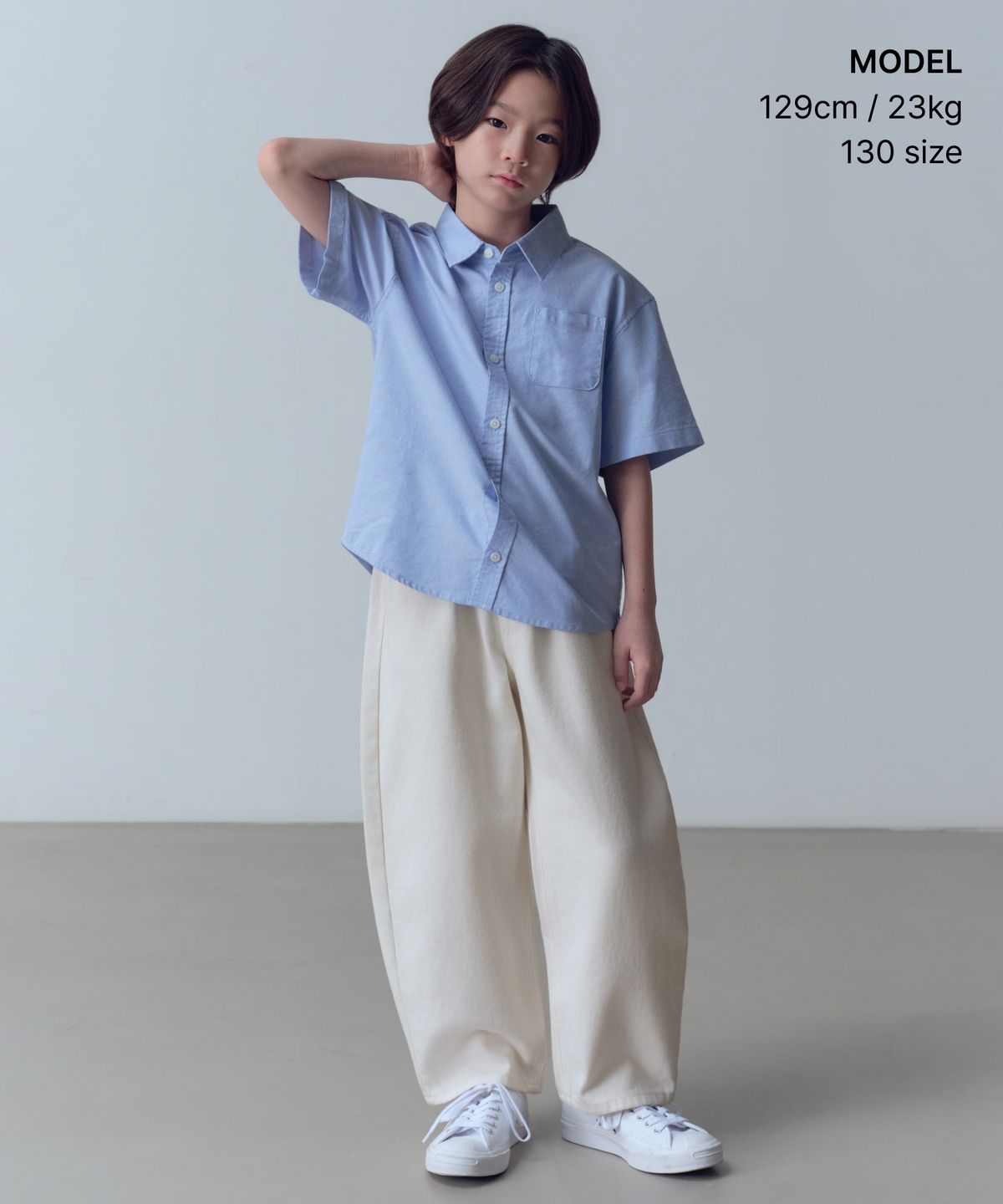 무신사 스탠다드 키즈(MUSINSA STANDARD KIDS) 커브드 데님 팬츠 [크림]