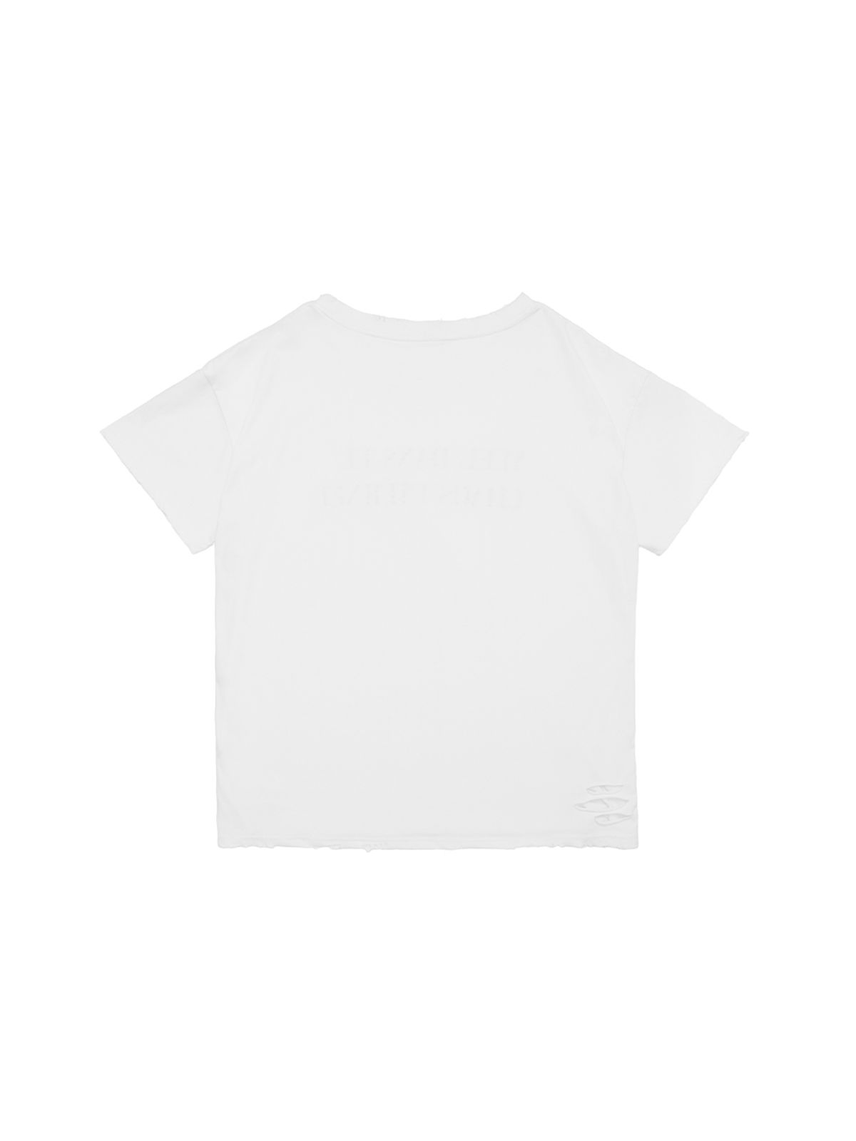 와이이이엘(YEEL) DISTRESSED STUD LOGO OVERSIZED T-SHIRT WHITE