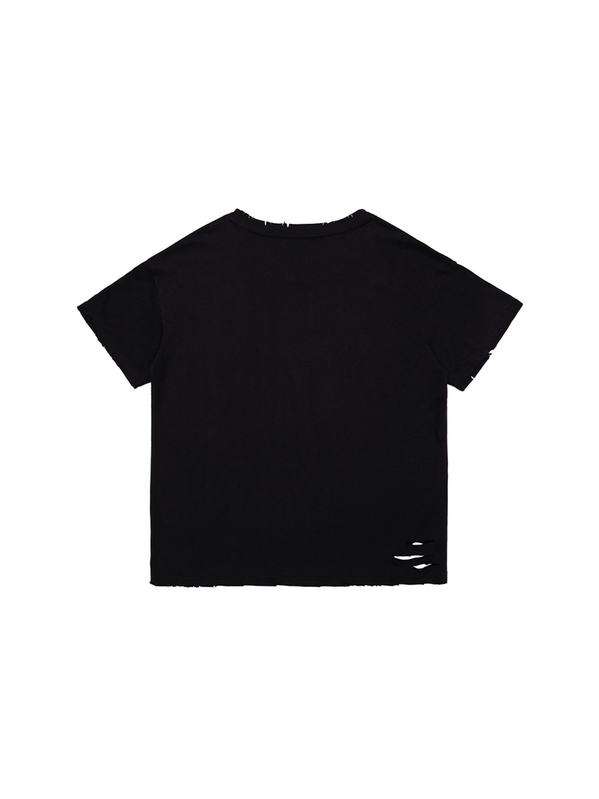와이이이엘(YEEL) DISTRESSED STUD LOGO OVERSIZED T-SHIRT BLACK