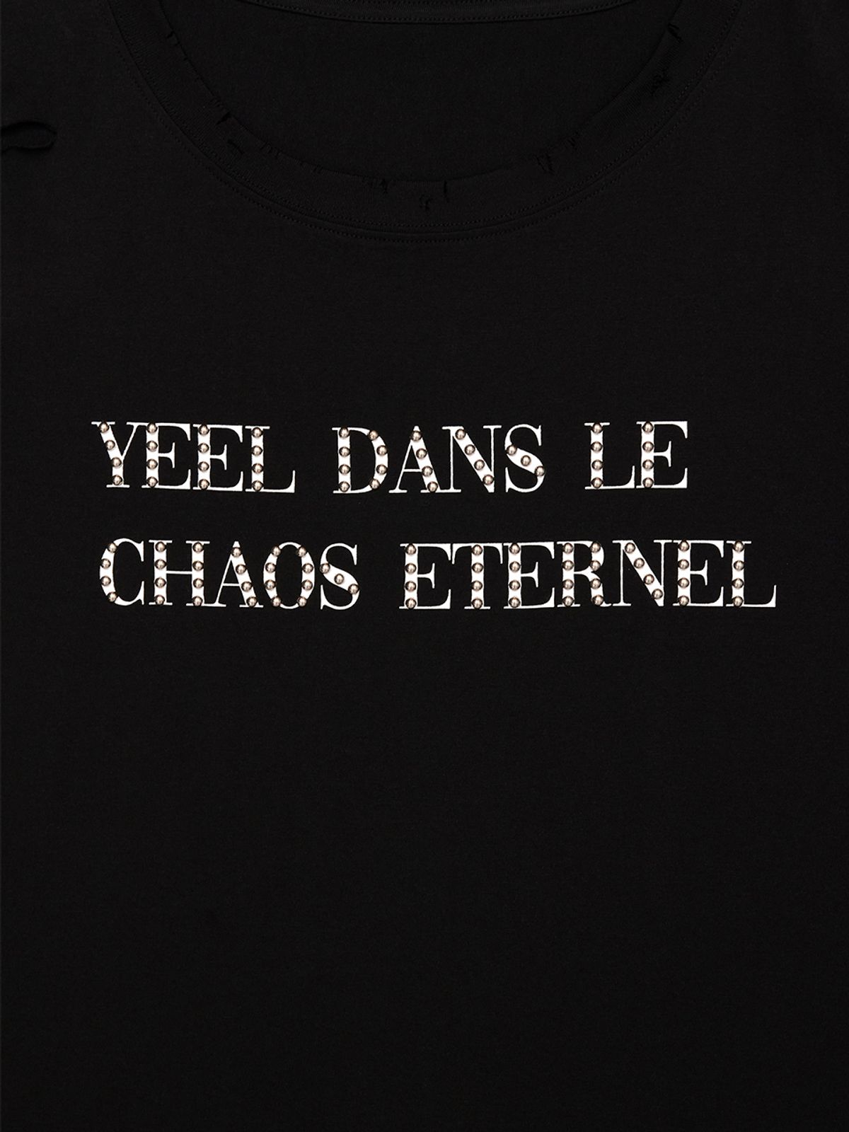 와이이이엘(YEEL) DISTRESSED STUD LOGO OVERSIZED T-SHIRT BLACK
