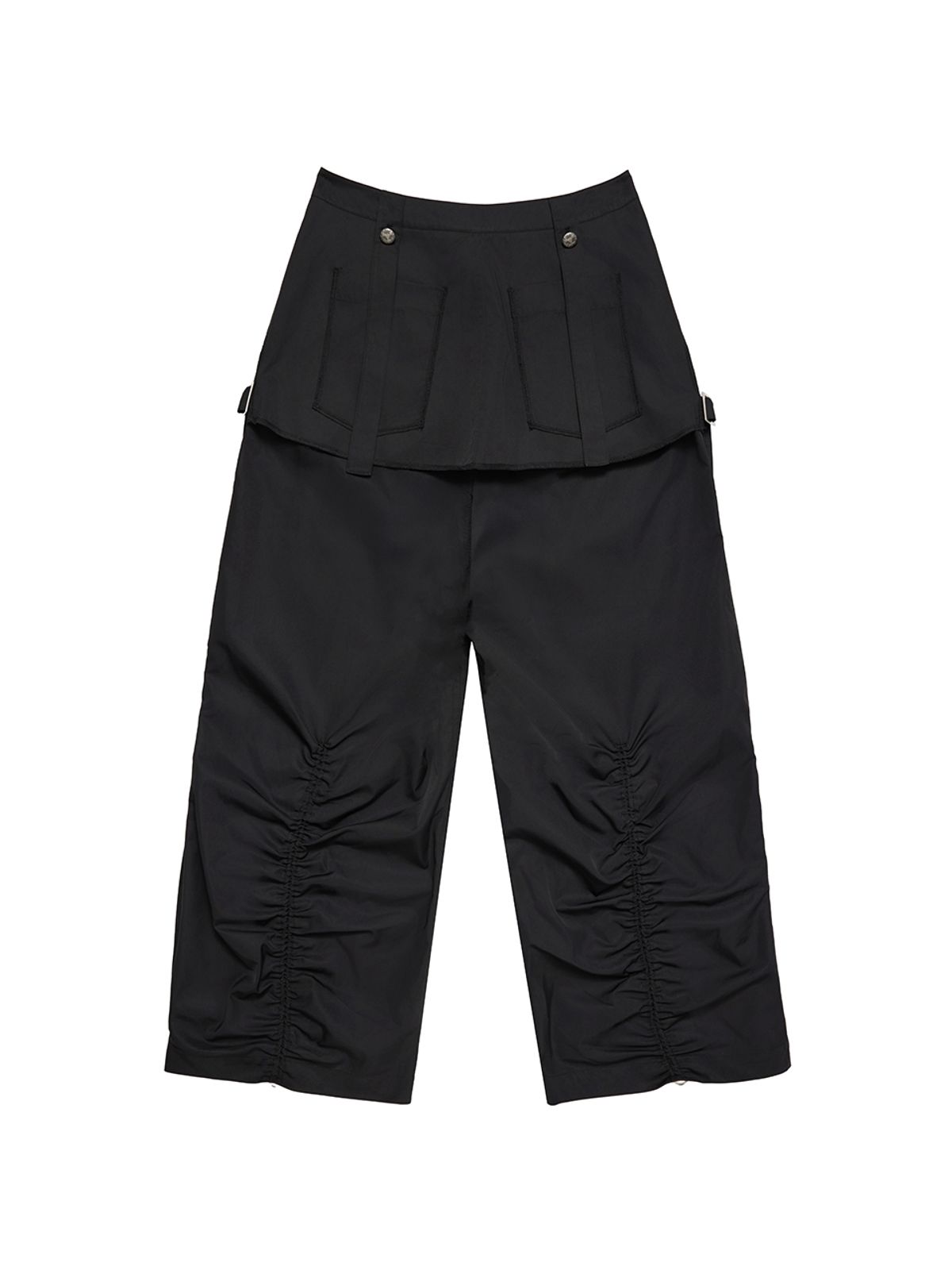 와이이이엘(YEEL) SKIRT LAYERED WIDE PANTS BLACK