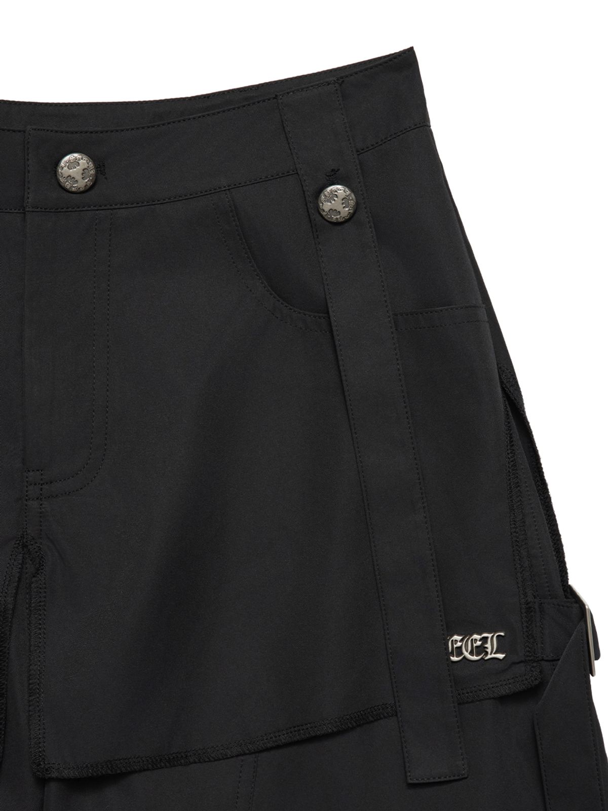 와이이이엘(YEEL) SKIRT LAYERED WIDE PANTS BLACK
