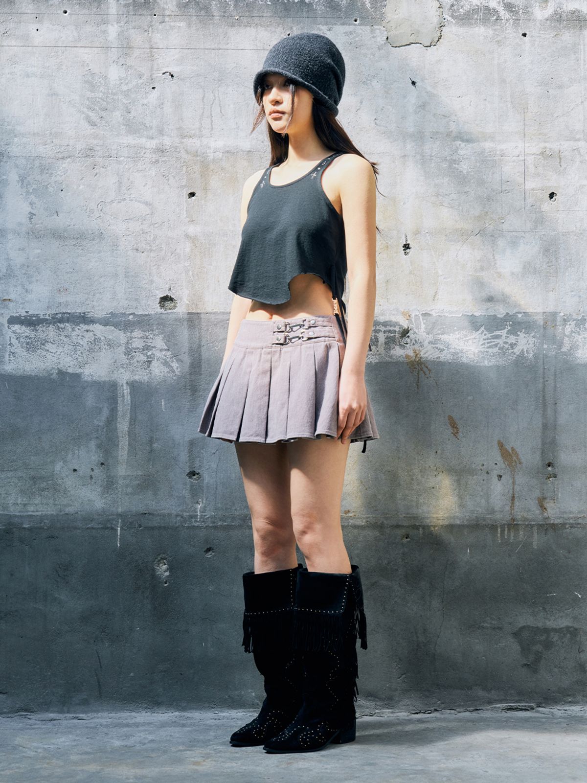 와이이이엘(YEEL) SIDE STRING TANK TOP BLACK