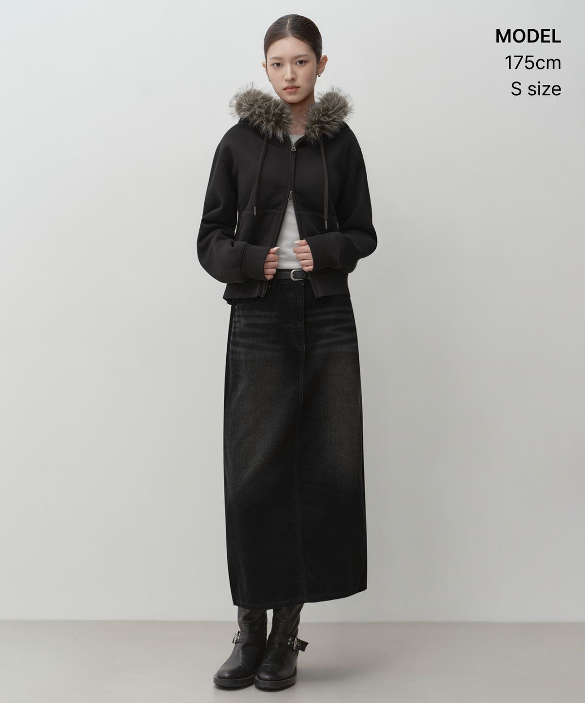 무신사 스탠다드 우먼(MUSINSA STANDARD WOMAN) 우먼즈 페이디드 11W 코듀로이 맥시 스커트 [블랙]
