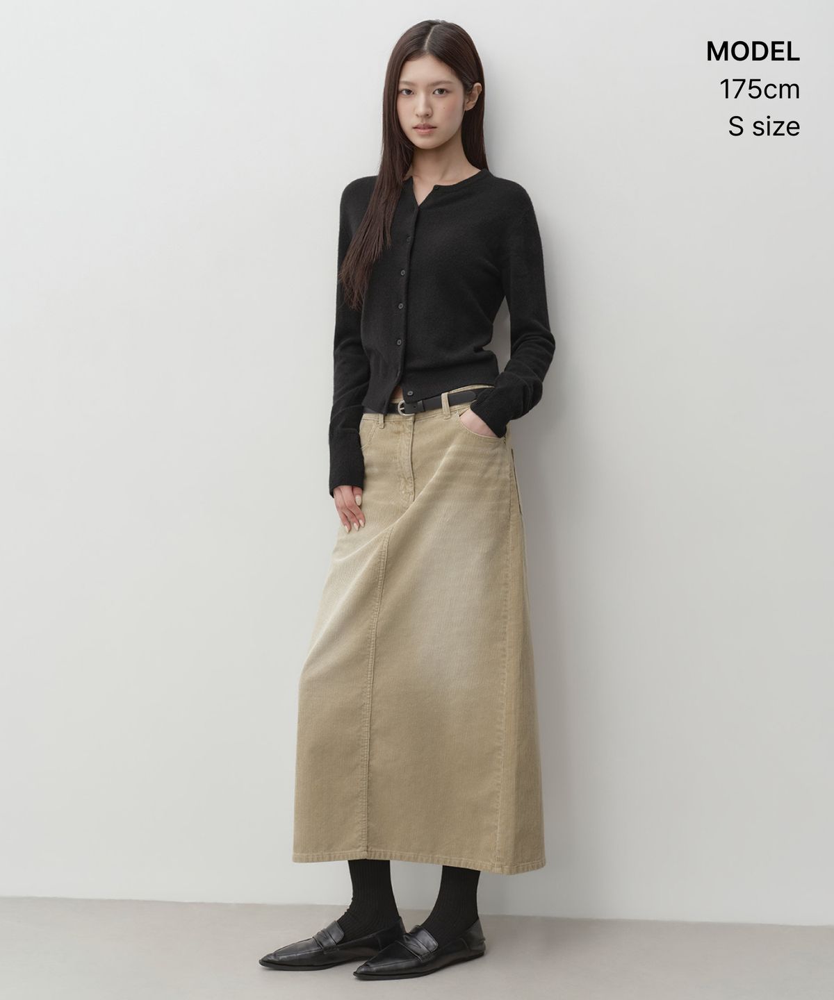 무신사 스탠다드 우먼(MUSINSA STANDARD WOMAN) 우먼즈 페이디드 11W 코듀로이 맥시 스커트 [베이지]