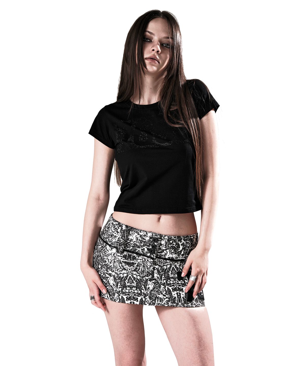 이양(EYANG) 7656 HOTFIX T-SHIRT BLACK
