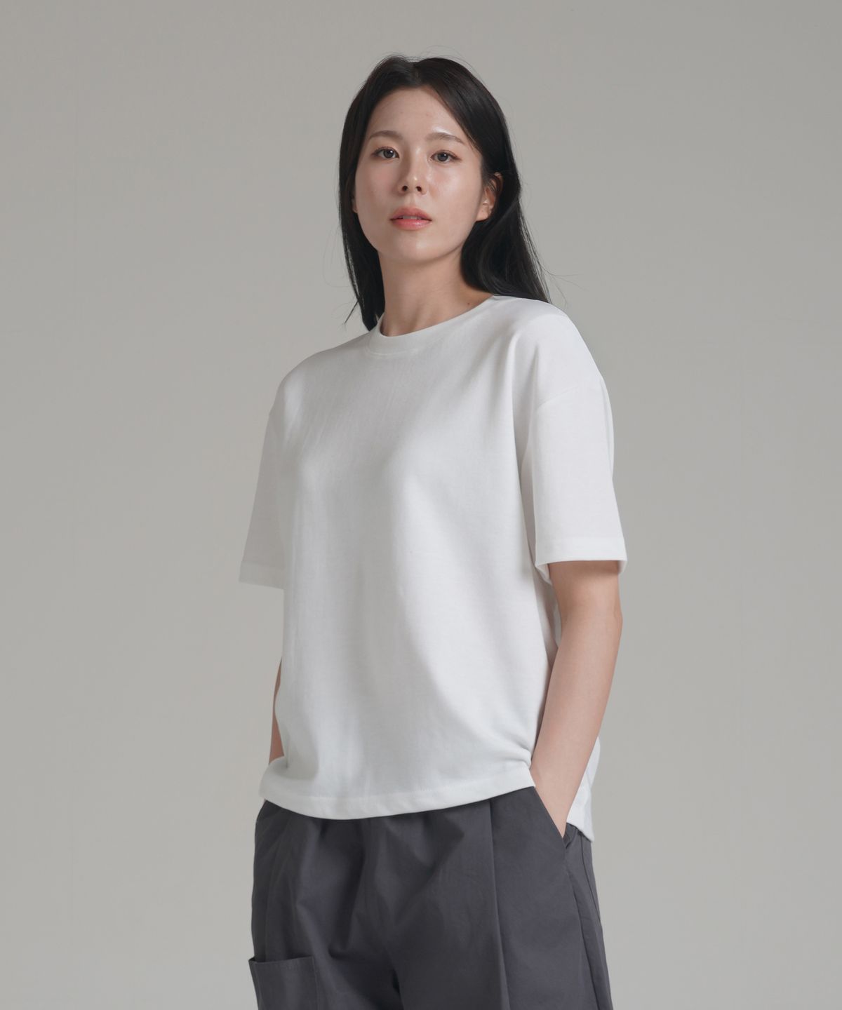 노밍(NOMING) [2PACK] 루즈핏 크롭 이지 숏 슬리브  (4COLOR)