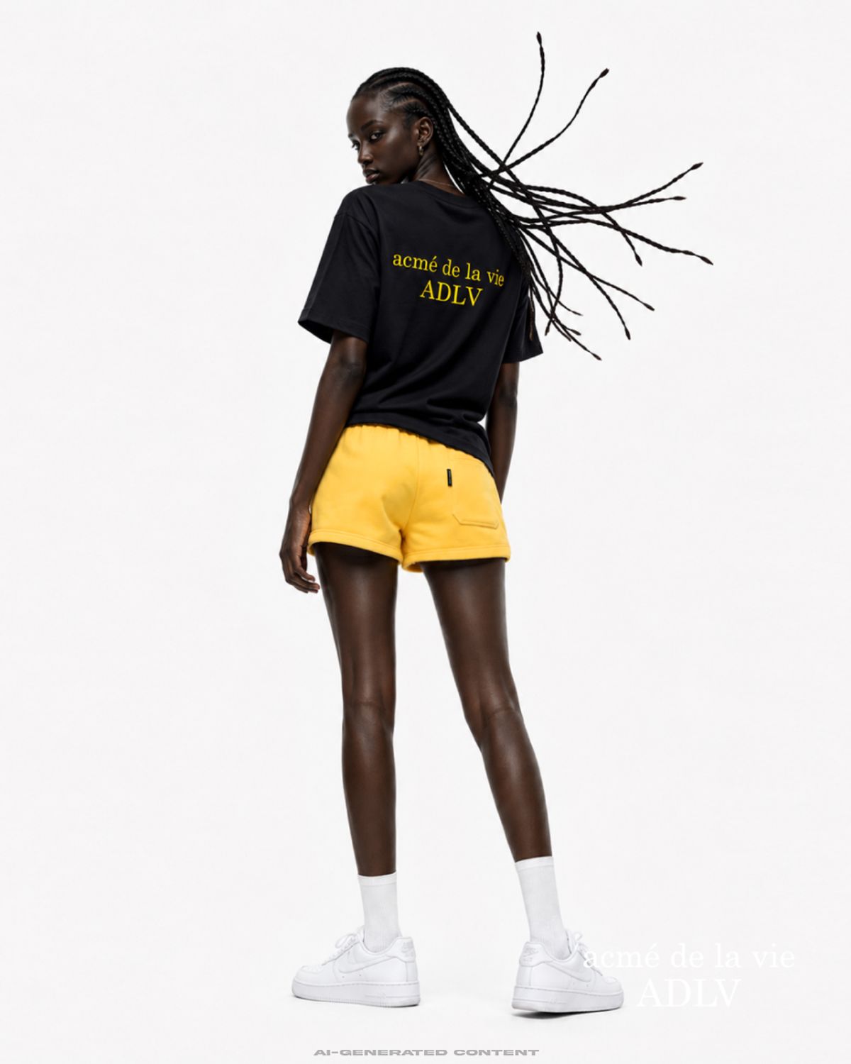아크메드라비(ACME DE LA VIE) BASIC LOGO YELLOW FONT SHORT SLEEVE T-SHIRT