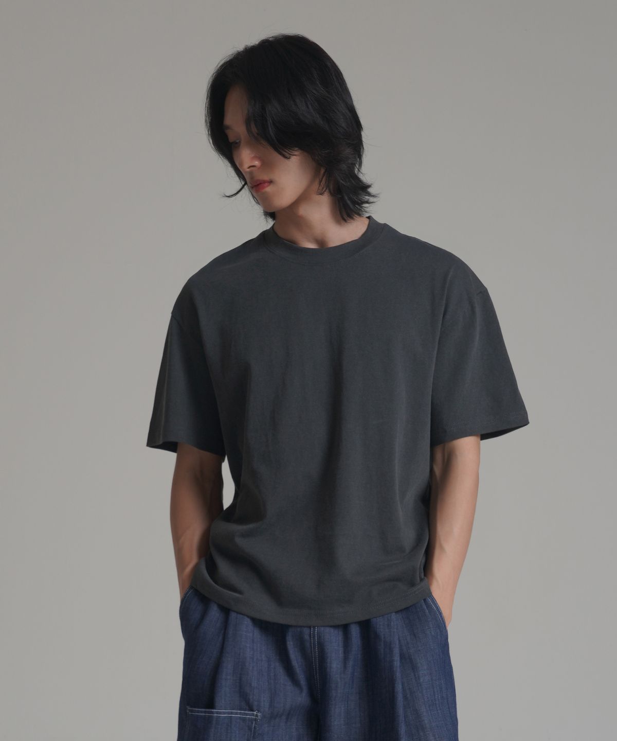 노밍(NOMING) [2PACK] 루즈핏 크롭 피그먼트 숏 슬리브 (4COLOR)