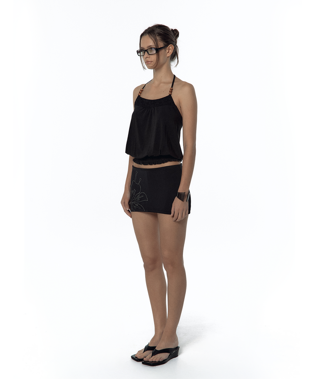 카시코(KASHIKO) Beadwork Halter Top Black