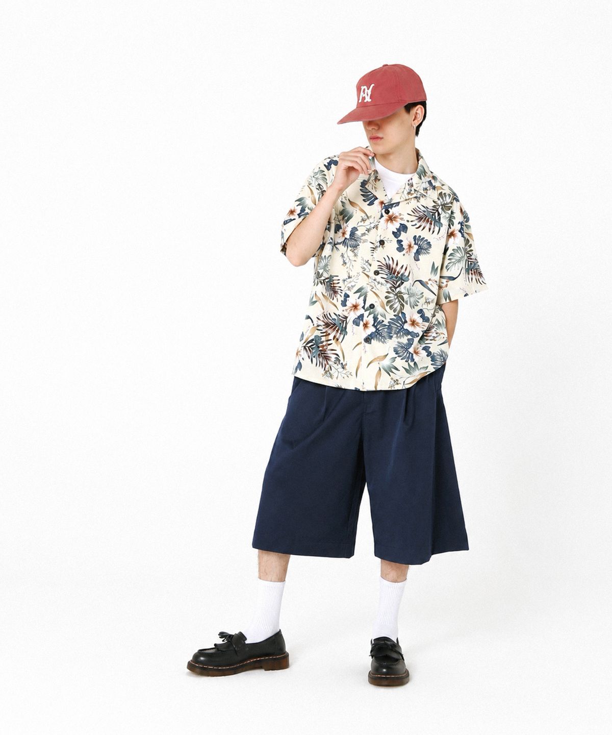 락사이코(ROCKPSYCHO) 폴리 버뮤다 쇼츠 네이비