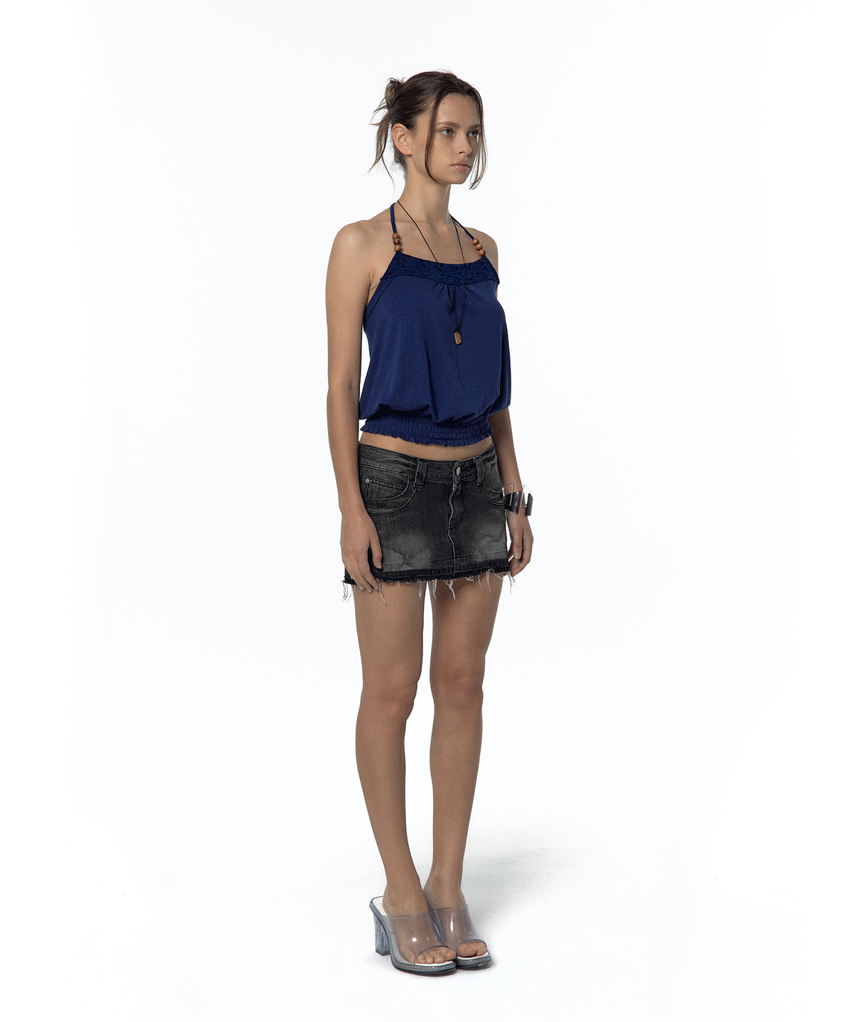 카시코(KASHIKO) Beadwork Halter Top Deep Blue