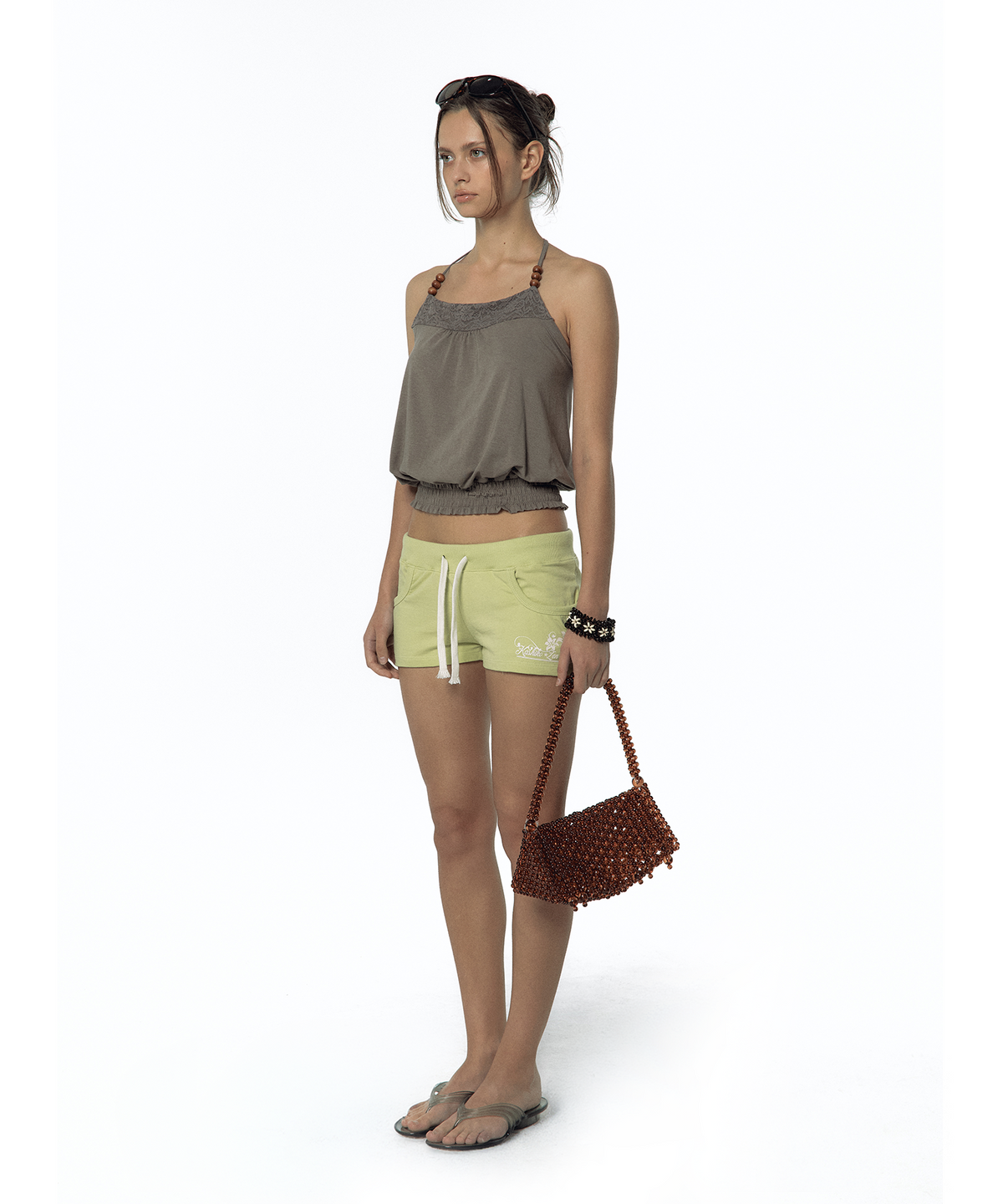 카시코(KASHIKO) Beadwork Halter Top Warm Gray