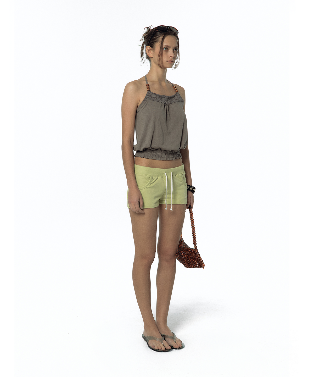 카시코(KASHIKO) Beadwork Halter Top Warm Gray