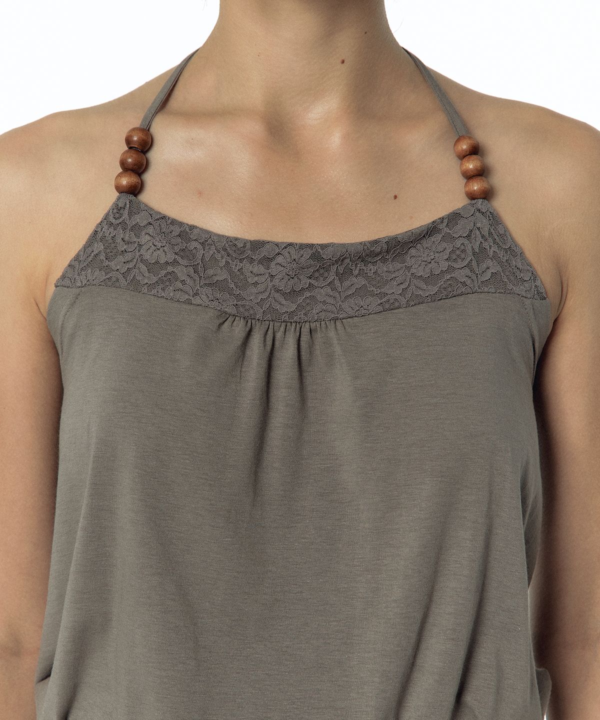 카시코(KASHIKO) Beadwork Halter Top Warm Gray