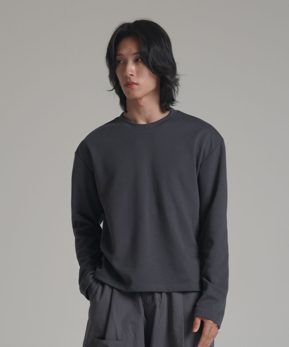노밍(NOMING) [2PACK] 루즈핏 크롭 이지 롱 슬리브 (4COLOR)