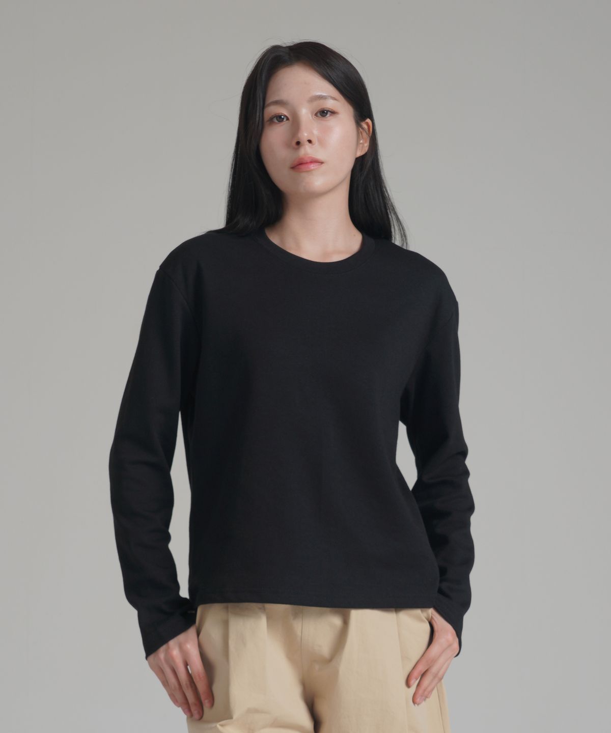 노밍(NOMING) [2PACK] 루즈핏 크롭 이지 롱 슬리브 (4COLOR)
