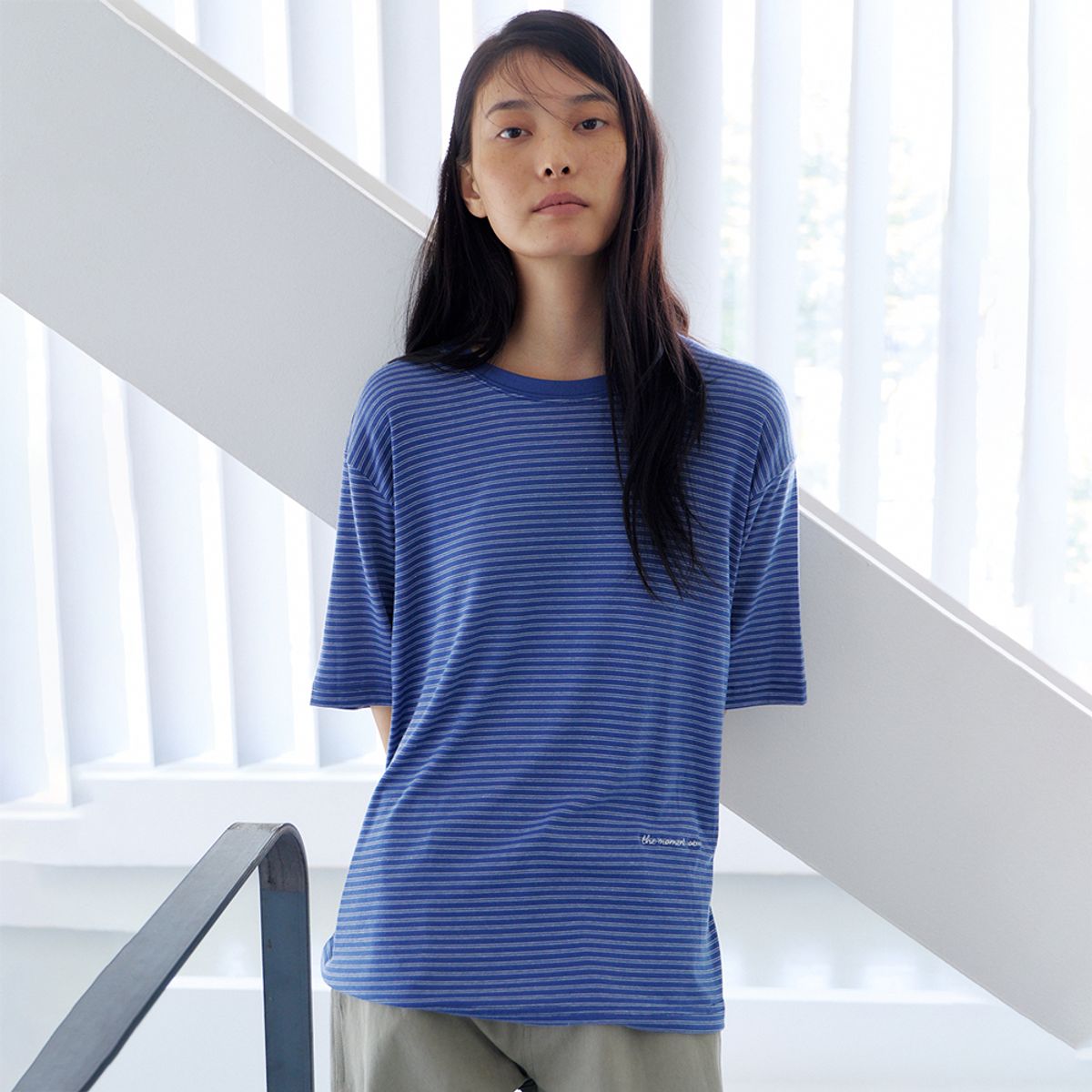 노우드(NOEUD) Moment Stripe Tee (Blue)