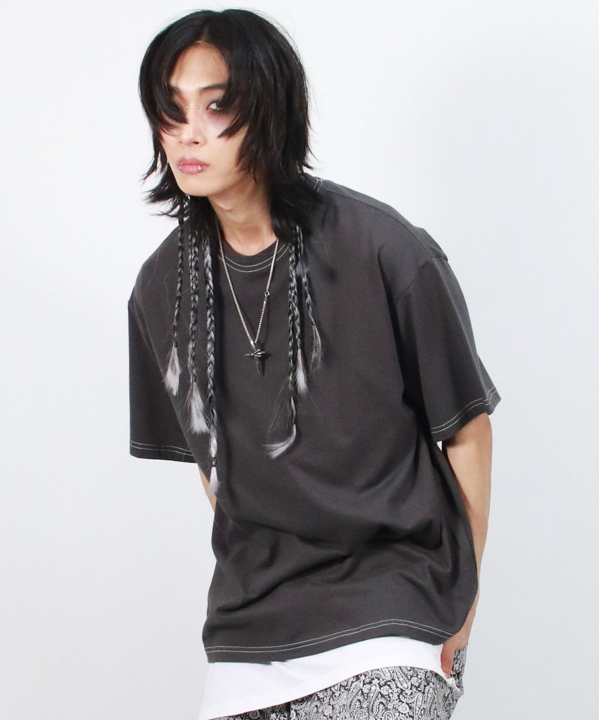 드마크(DEMARC) M OUTSTITCH BOXY SHORT SLEEVE TEE -  Charcoal