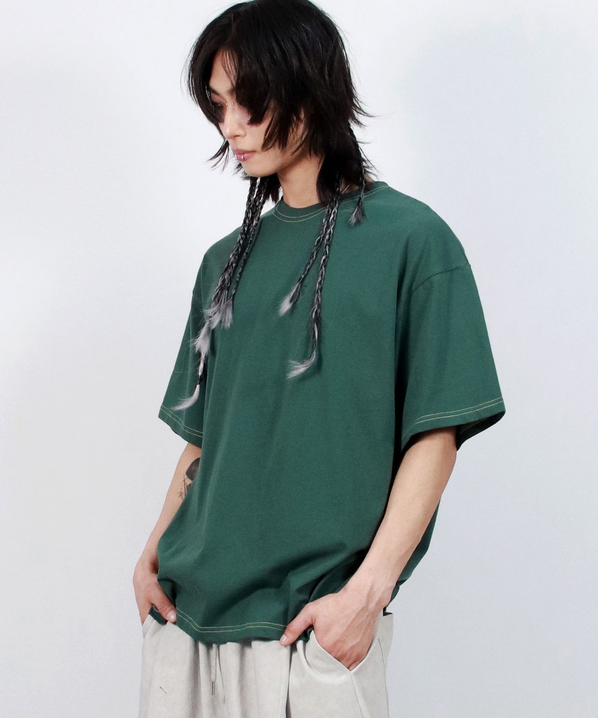 드마크(DEMARC) M OUTSTITCH BOXY SHORT SLEEVE TEE - khaki