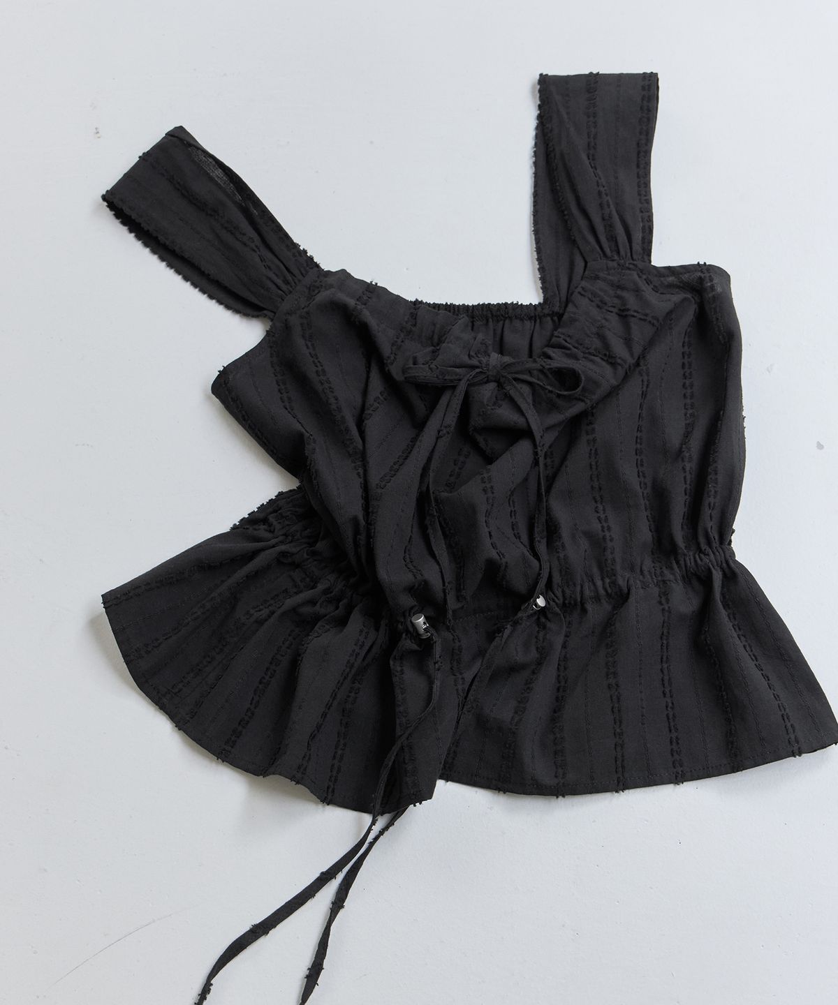 런던다다(LONDONDADA) Shirring Sleeveless Blouse, BLACK