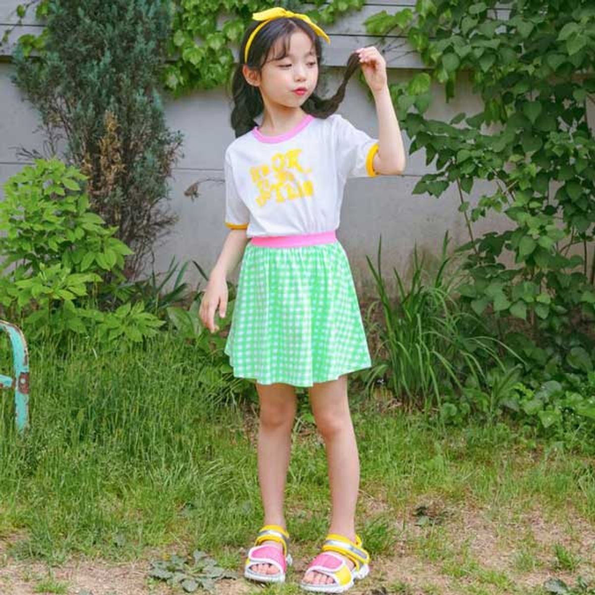 아이러브제이(I LOVE J) 세미 체크 플리츠 스커트 JUUSK07