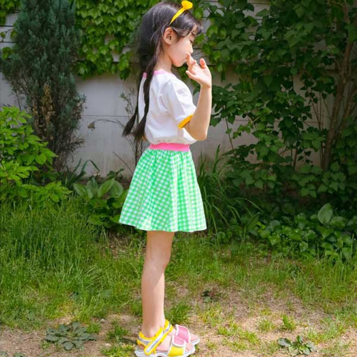 아이러브제이(I LOVE J) 세미 체크 플리츠 스커트 JUUSK07