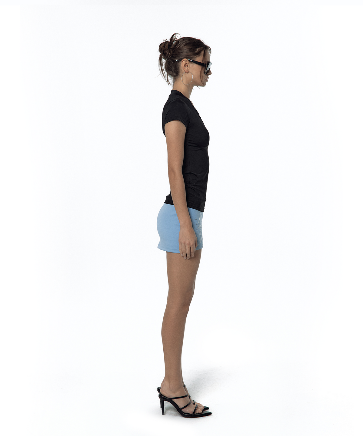 카시코(KASHIKO) Sleek Deep V Neck T-shirt Black