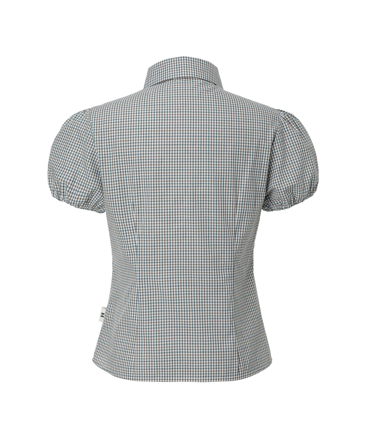 미레코(MIRECO) MINI CHECK SHIRRING SHIRT TURQUOISE
