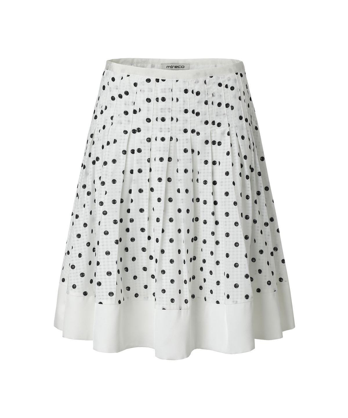 미레코(MIRECO) DOT PLEATED SATIN SKIRT IVORY