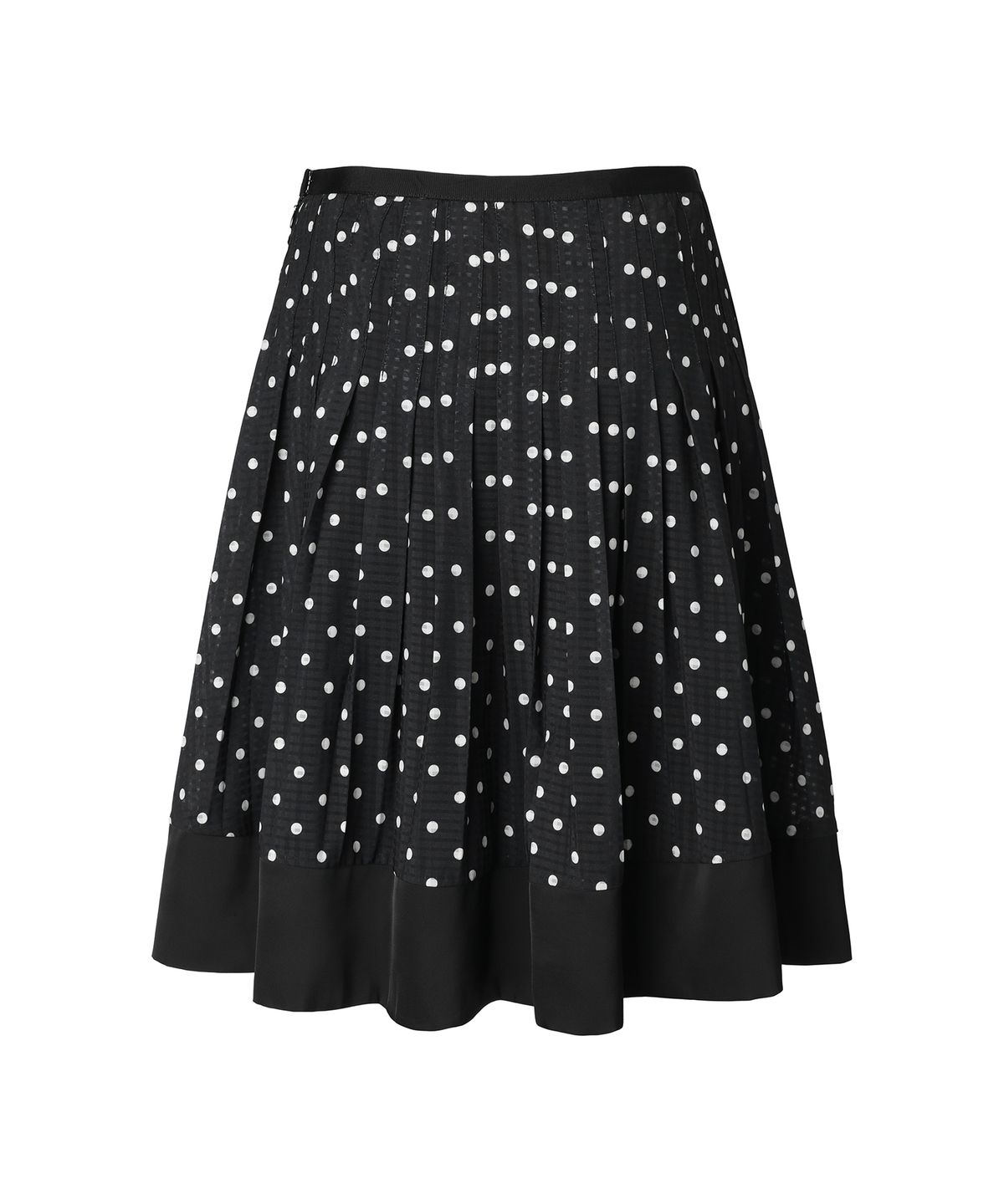 미레코(MIRECO) DOT PLEATED SATIN SKIRT BLACK
