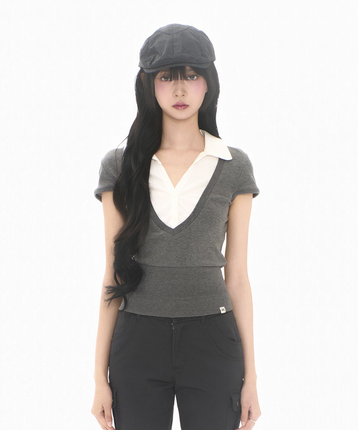 미레코(MIRECO) LAYERED COLLAR T GREY