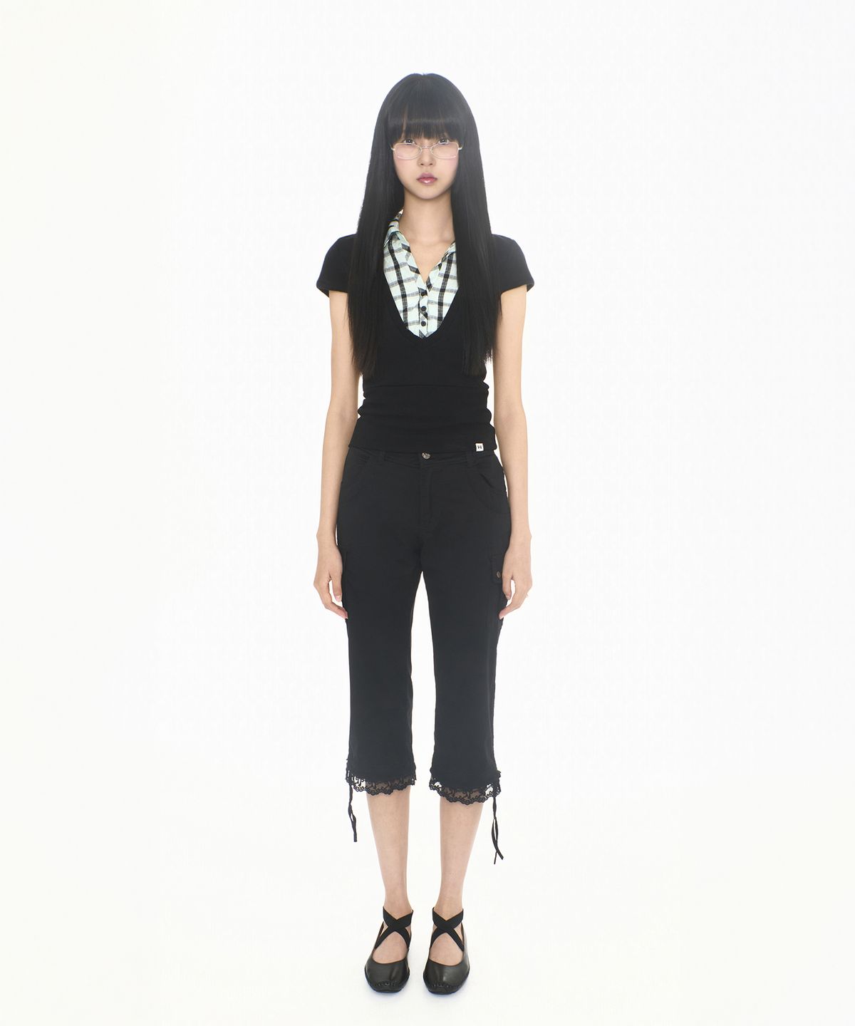 미레코(MIRECO) LAYERED COLLAR T MINT BLACK