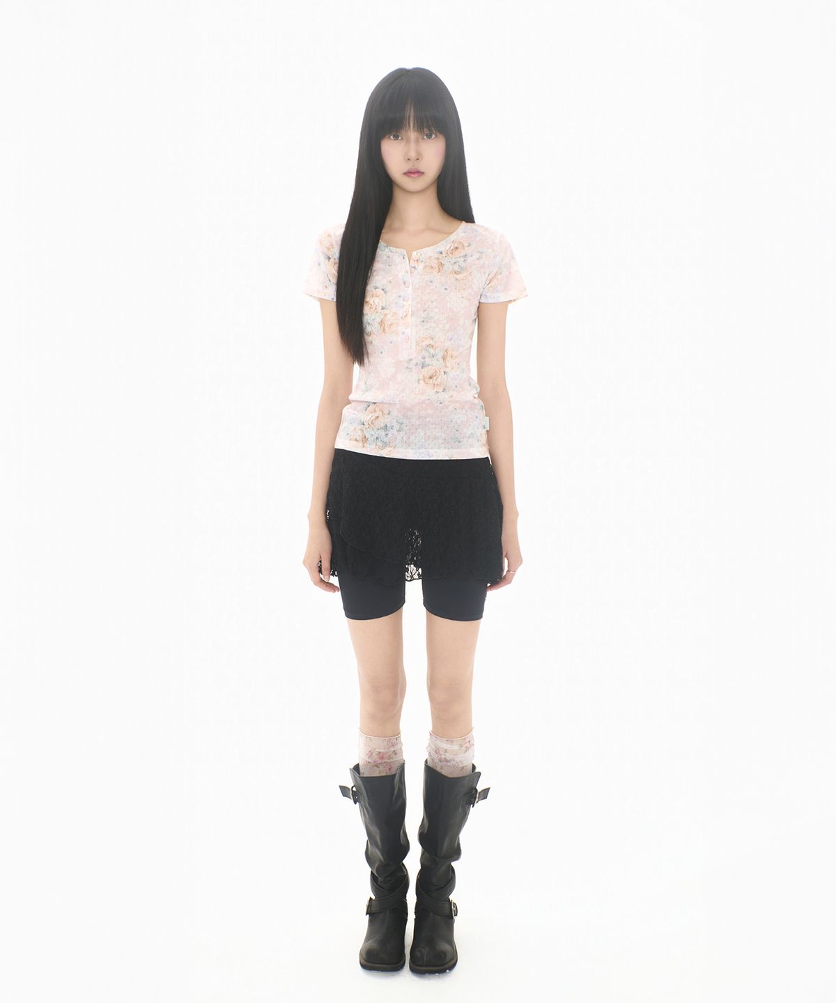 미레코(MIRECO) FLOWER BUTTON T PINK