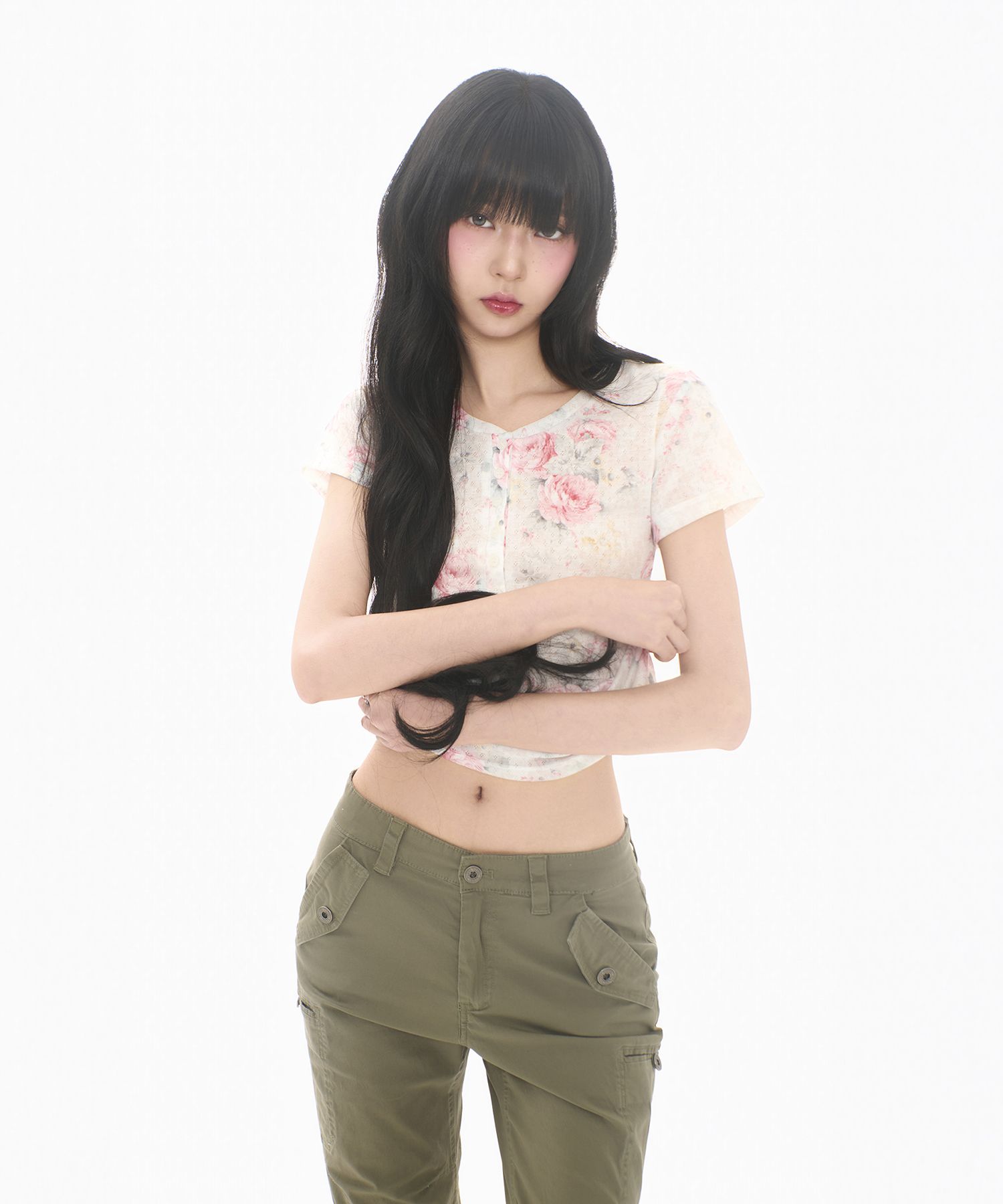 トップス mireco FLOWER BUTTON T IVORY musinsa MUSINSA | MIRECO FLOWER BUTTON T IVORY