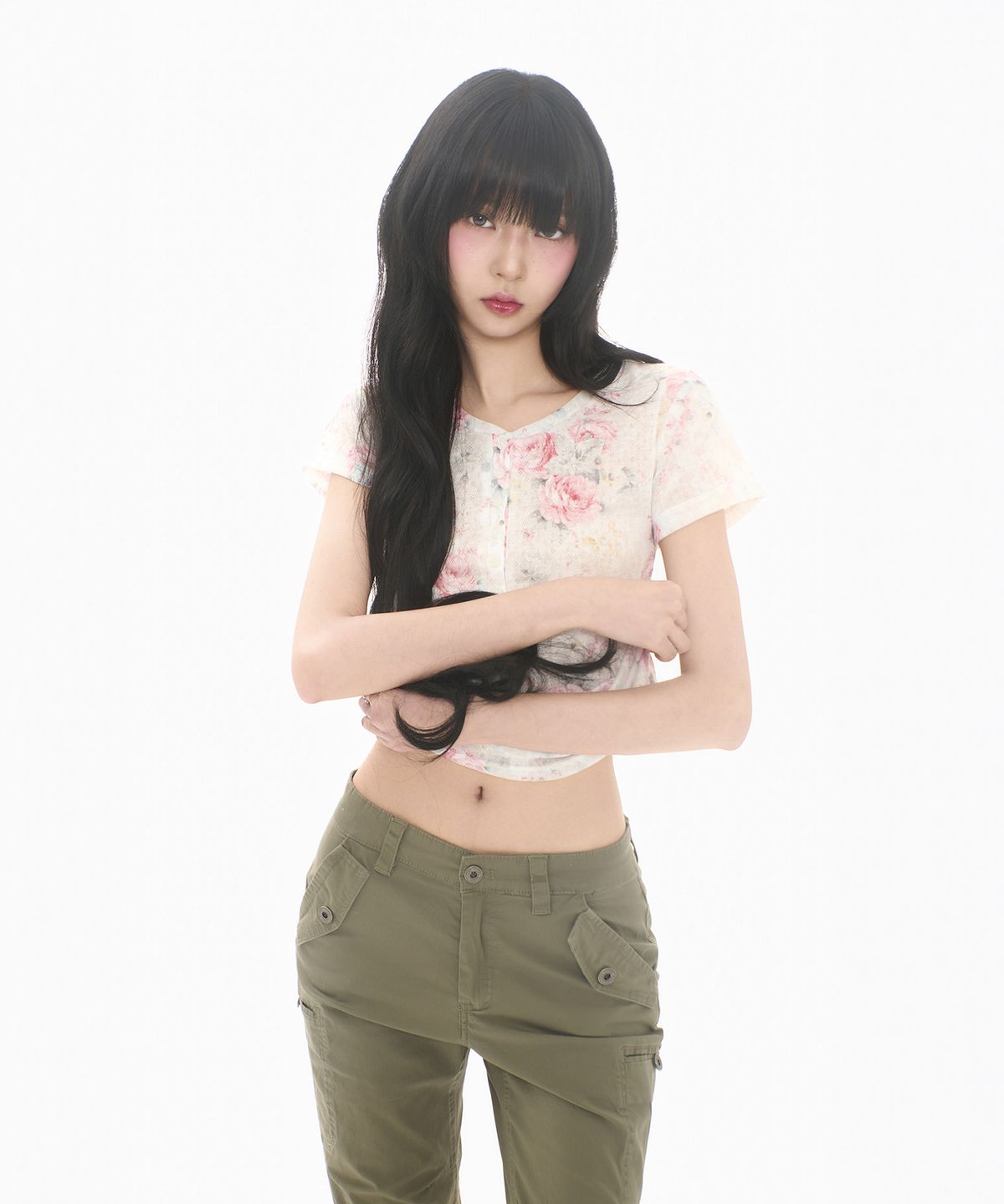 미레코(MIRECO) FLOWER BUTTON T IVORY
