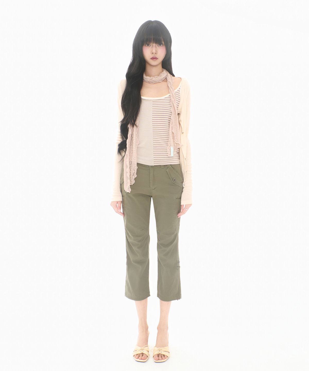 미레코(MIRECO) DOUBLE STRIPE CAMI CREAM